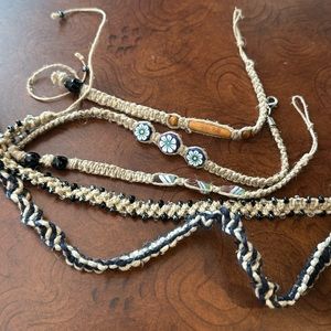 Assortment of hemp jewelry - bracelet/choker